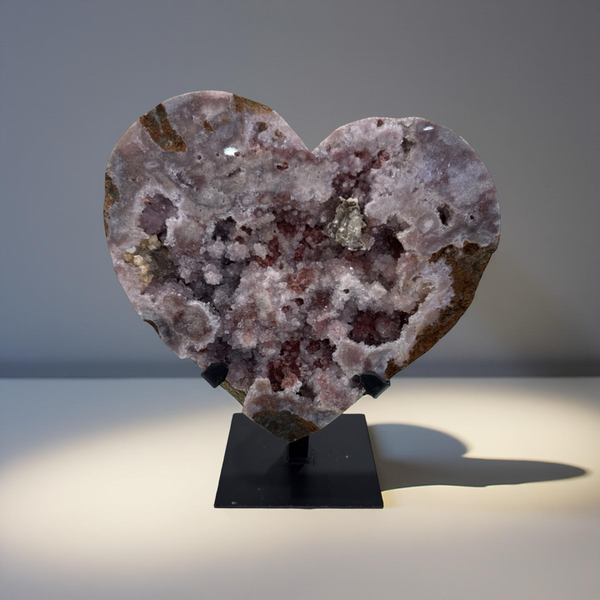 Pink Amethyst Heart On Metal Stand (2.8kg)