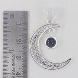 Filigree Finish Spectrolite Pendant Moon Charm