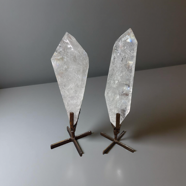 Clear Quartz Points On Metal Stand