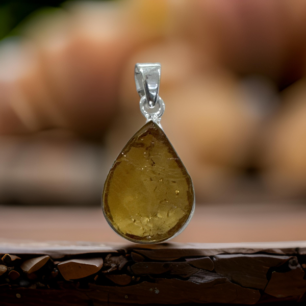 Citrine Rough Pendant Sterling Silver