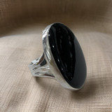 Black Onyx Ring Size 9 Sterling Silver