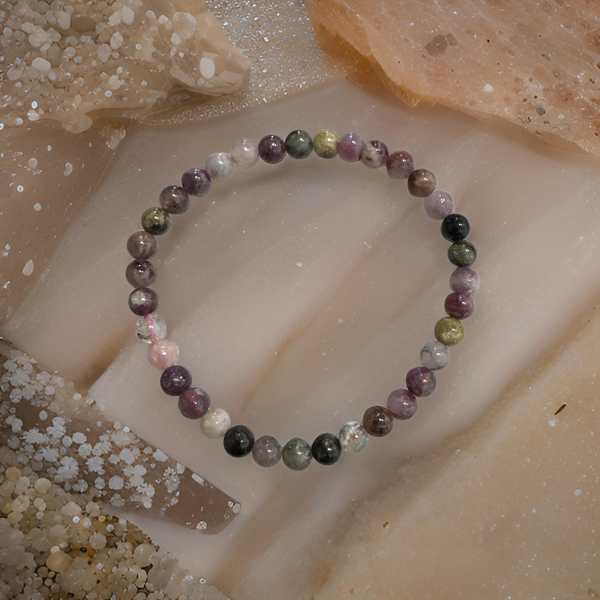 Watermelon Tourmaline Beaded Bracelet 5 mm