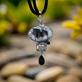 Dendritic Opal Pendant With Clear Quartz And Black Onyx Sterling Silver