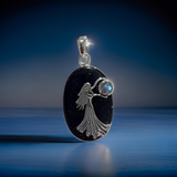 Blue Goldstone Pendant With Moonstone Sterling Silver