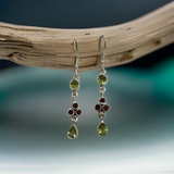 Peridot And Garnet Earring Sterling Silver