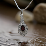 Garnet Pendant Sterling Silver