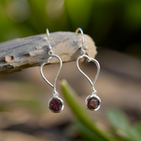 Garnet Earring Heart Shape Sterling Silver