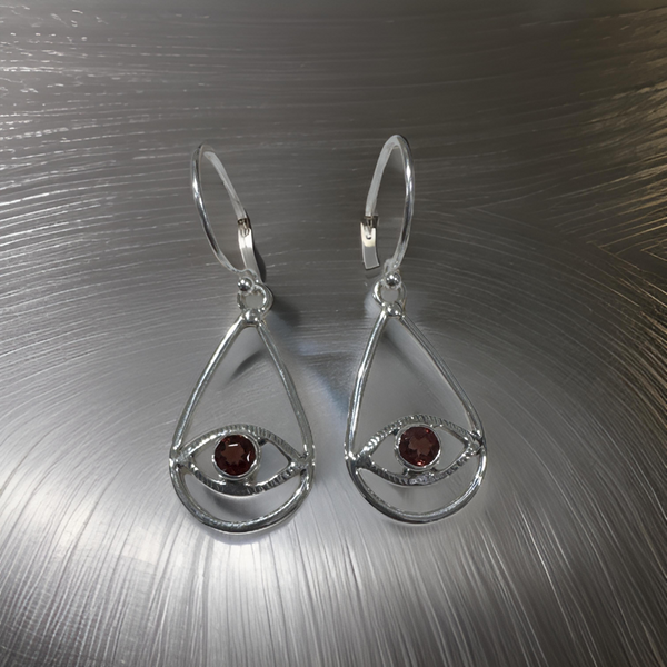 Garnet Earring Sterling Silver