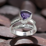 Amethyst Ring Sterling Silver Size 7