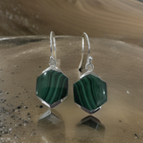 Malachite Earrings Sterling Silver