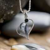 Dendritic Opal Heart Shape Pendant Sterling Silver