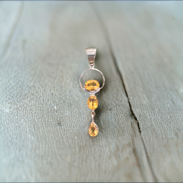 Citrine Pendant Sterling Silver