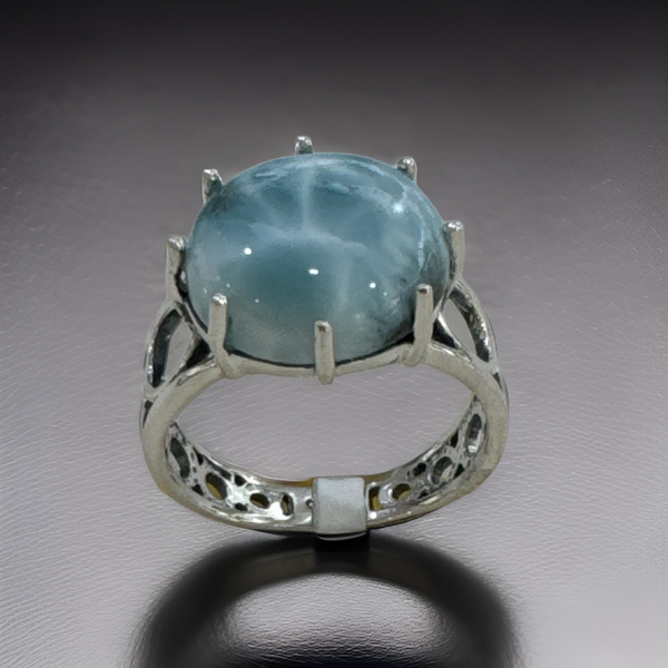 Sterling Silver Ring Size 8(Larimar,Moonstone,Amethyst,Herkimar)