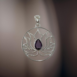 Amethyst Lotus Pendant Sterling Silver