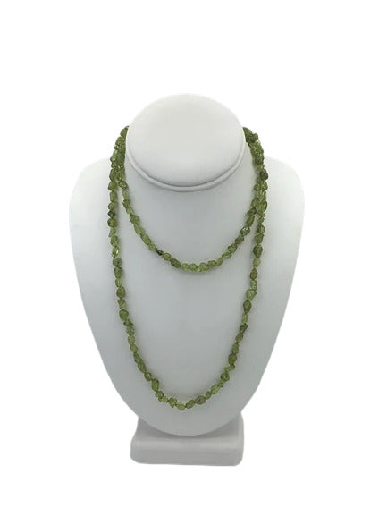 Peridot Pebble Long Necklace