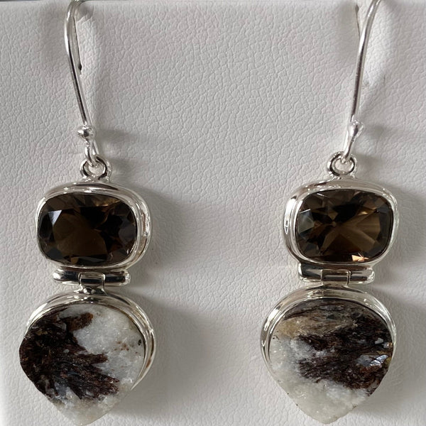 Sterling Silver Astrophilite And Smoky Quartz Earring