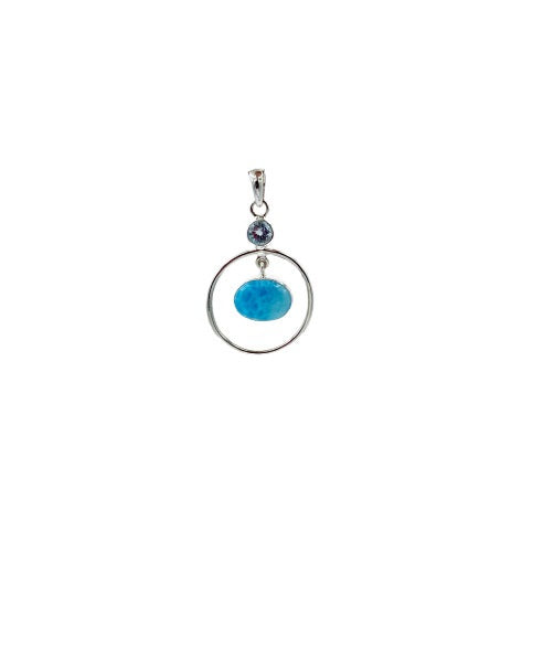 Hoop Larimar Pendant With Blue Topaz