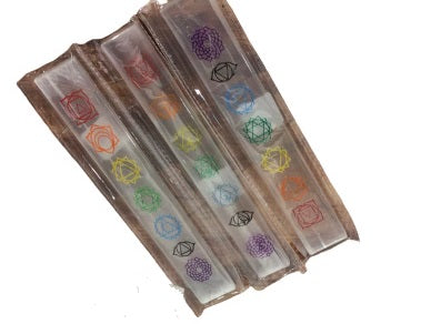 Selenite 7 chakra Engrave Stick