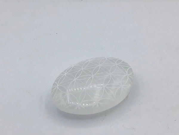 Selenite Oval Engraved With Laser