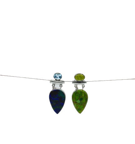 Slider Pendants (Azorite Malachite With blue Topaz & Majove Turquoise With idocrase