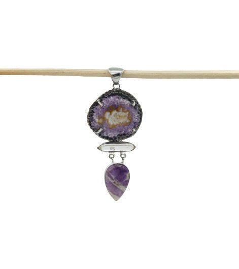 Stalactite Quartz Crystal & Lace Amethyst Pendant