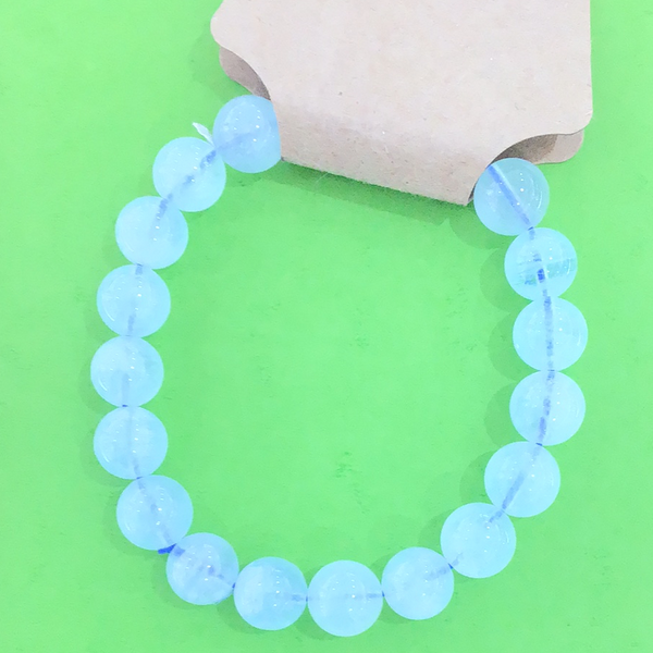 Aquamarine Round Bead Bracelet (Brazil)(clear)