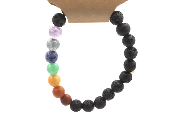 Lava Stone w/ 7 Chakra Beaded Bracelets