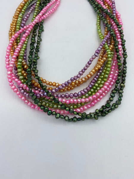 Color Enhance Pearl Beaded Necklaces