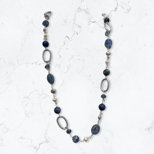 Kyanite Necklace With Pearl