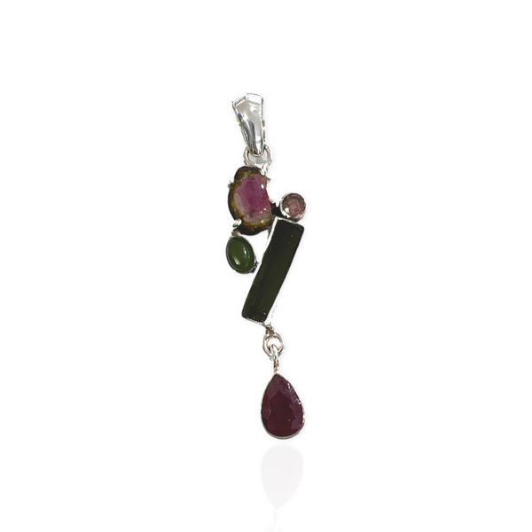 Watermelon Tourmaline Pendant Sterling Silver