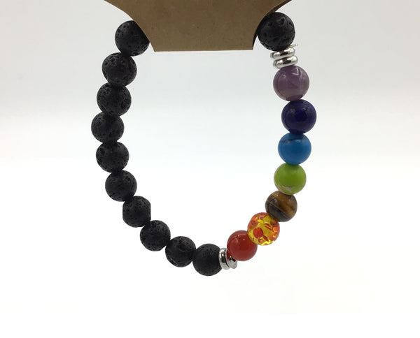 Beaded Volcanic Rock Chakra 8mm Bracelets