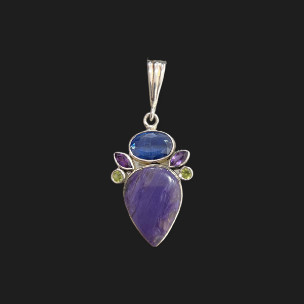 Charoite w/ Amethyst And Kyanite pendant