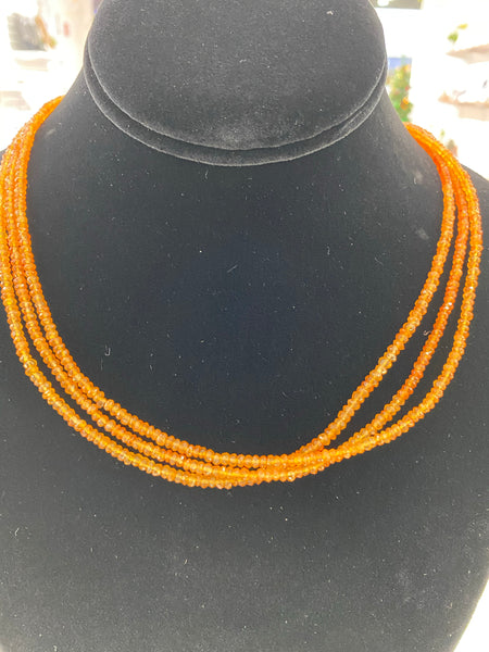 Carnelian Triple Strand Beaded Strand