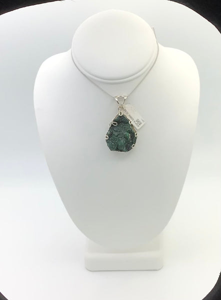 Sterling Silver Druzy Malachite Pendants