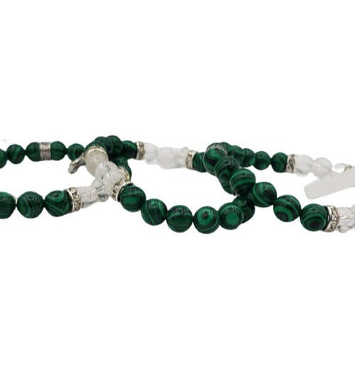 Malachite With Clear Quartz Beaded Bracelets 8mm