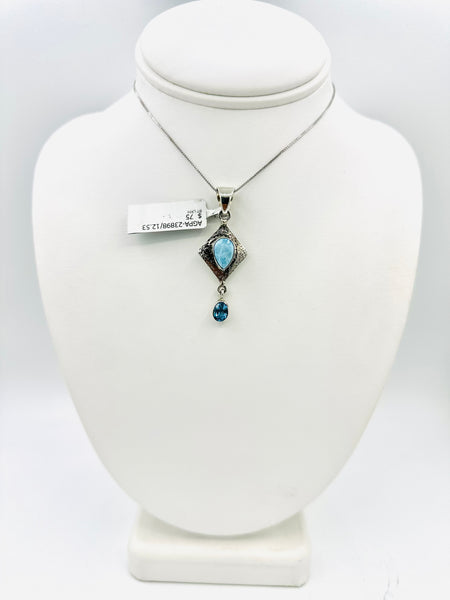 Larimar Pendant With Blue Topaz