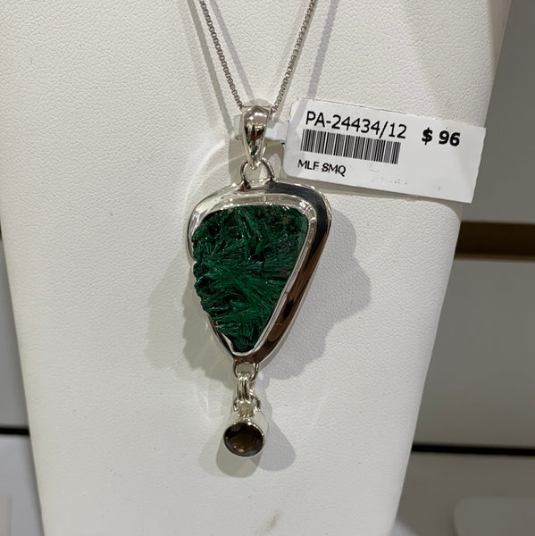 Sterling Silver Designer Malachite Pendant