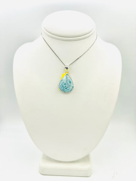 Sterling Silver Double Stone Larimar Pendant