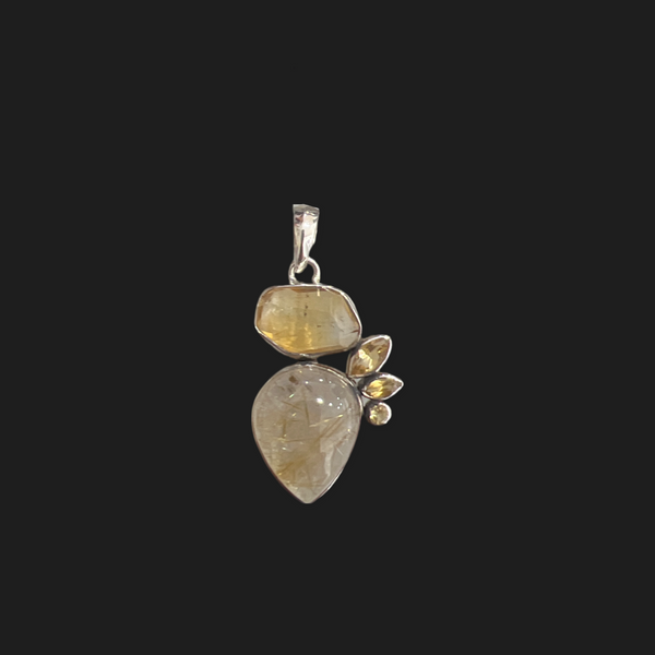 Citrine and Rutilated Quartz Pendant