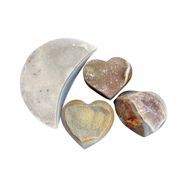 Druzy Agate Heart And Moon