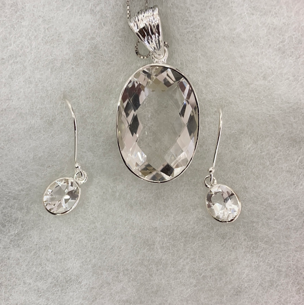 Sterling Silver Clear Quartz Set