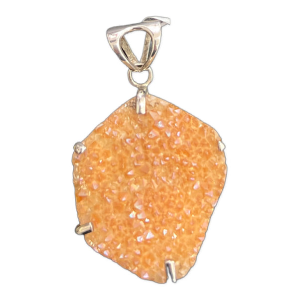 Sterling Silver Yellow Druzy Pendant