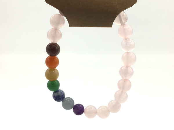 Rose Quartz w/ 7 Chakra Beaded Bracelets