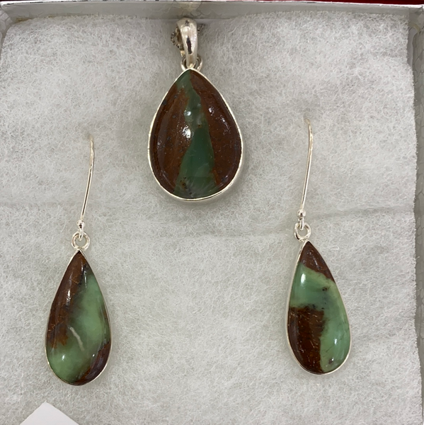 Sterling Silver Chrysoprase Set